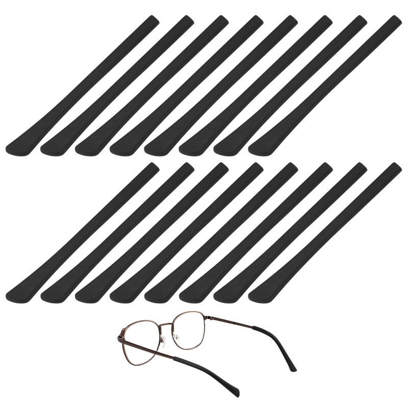 TIXIPEM Soft Glasses Ear Cushion [8 Pairs]-Silicone Eyeglasses Temple Tips Sleeve Anti-Slip Eyeglass Ear Grips Use for Behind The Ear -[Black] Comfort Glasses Retainers